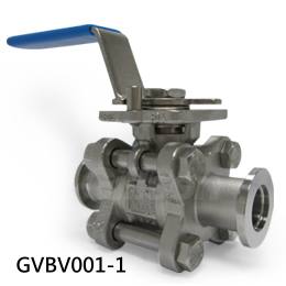 3 PC Vacuum Clamp End Ball Valve ISO 5211 Direct Mounting Pad
